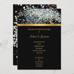 INVITACIÓN PASTEL RAINBOW BODA DE ORO NEGRO