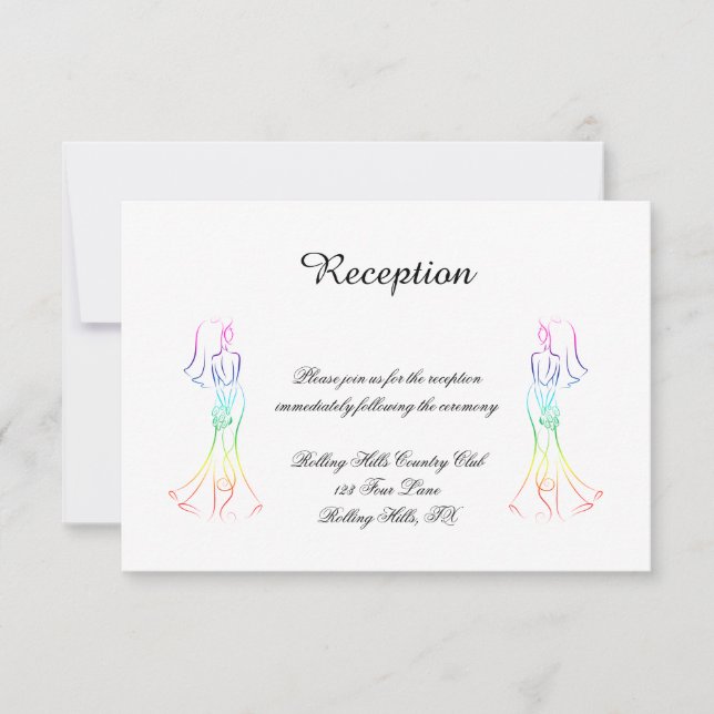 Invitación Pastel Rainbow Brides Wedding Recepción (Anverso)