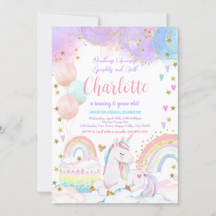 Invitación Pastel Rainbow, Chica del partido de cumpleaños má