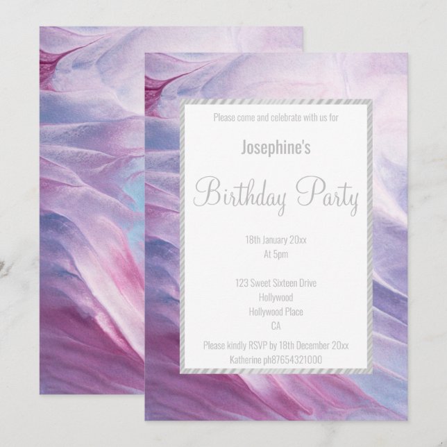 INVITACIÓN PASTEL RAINBOW LAVABA NUBES CUMPLEAÑOS (Anverso / Reverso)