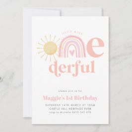 Invitación Pastel Rainbow Little Miss ONE maravilloso primer