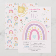 Pastel Rainbows Girly Wildflowers Corazones Cumple