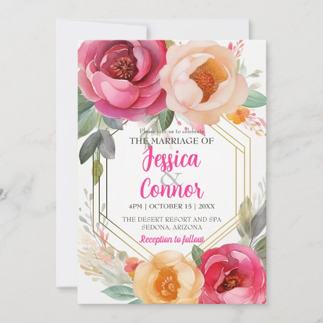 Invitación Pastel Ranunculus Boda floral Personalizado de mar (Anverso)