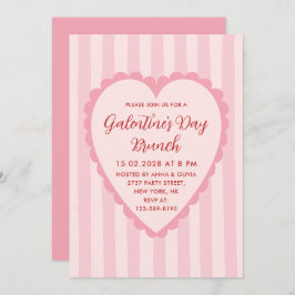Invitación Pastel Red Pink Hand Drawn Galentine's Day Brunch