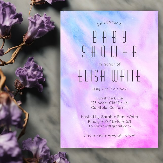 Invitación Pastel Resumen Elegante PERSONALIZADO de Moda BABY (Soft Purple Pastel Abstract Elegant Chic CUSTOM BABY SHOWER Invitation
)