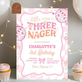 Invitación Pastel Retro Arcoíris Little Miss Threenager