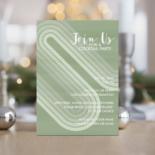 Invitación Pastel Retro Curvy Lines Juniper - Fiesta de vacac