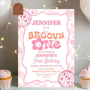 Invitación Pastel Retro Groovy Un Cumpleaños