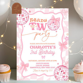 Invitación Pastel Retro listo para dos cumpleaños 2do Cumplea