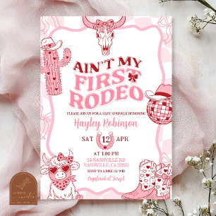 Invitación Pastel Retro No Es Mi Primer Rodeo Baby Sprinkle