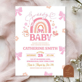 Invitación Pastel Retro Rainbow Baby Shower