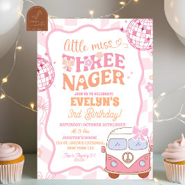 Invitación Pastel Retro Van Groovy Pequeña Miss Threenager
