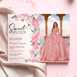 Invitación Pastel romántico Rosas Dulce Floral 16 Foto