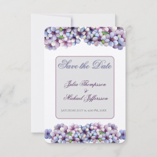 Invitación Pastel romántico y poético Acuarela Lilac (Anverso)