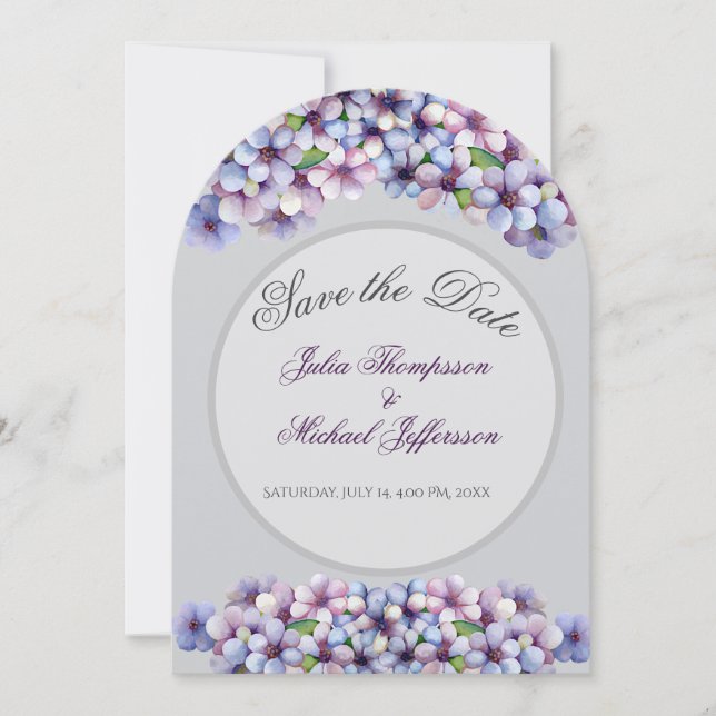 Invitación Pastel romántico y poético Acuarela Lilac (Anverso)