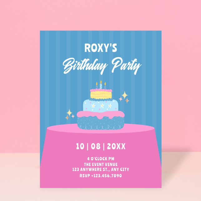 Invitación Pastel rosa azul de cumpleaños (Subido por el creador)