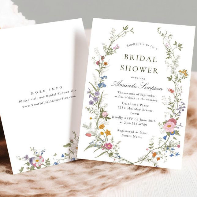 Invitación Pastel Rosa Boho Floral Flor silvestre Ducha de no (Subido por el creador)