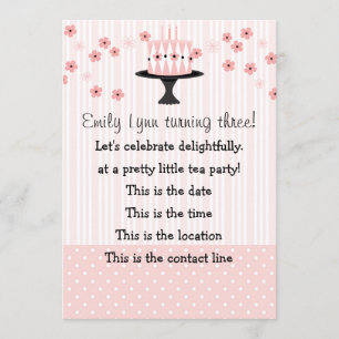 Invitación Pastel rosa con 3 Velas