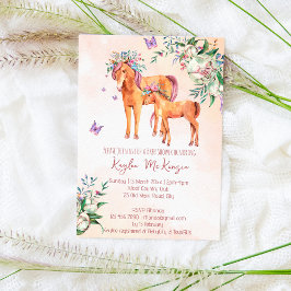 Invitación Pastel rosa de caballo bebé con ducha de bebé madr