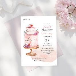 Invitación Pastel rosa Ducha de novia con rosa