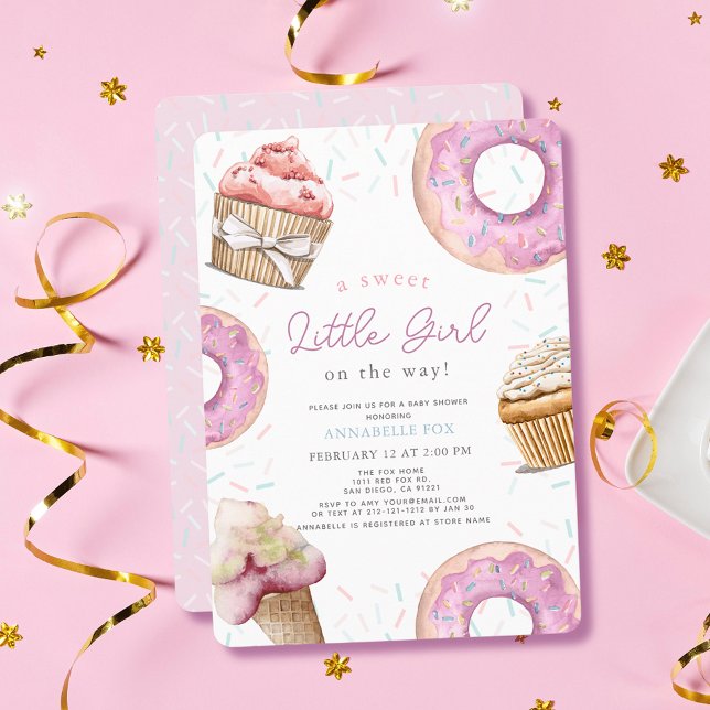 Invitación Pastel rosa dulce y Baby Shower de donut para niña (Subido por el creador)