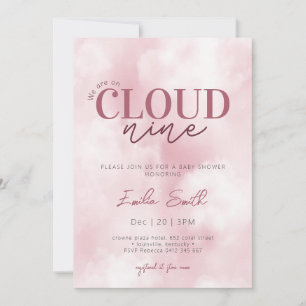 Invitación Pastel rosa Estamos en Nueve Nueve Baby Shower