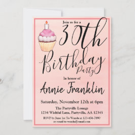 Invitación Pastel rosa Fiesta de cumpleaños 30