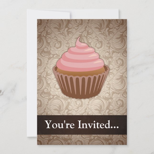 Invitación Pastel rosa/marrón (Anverso)
