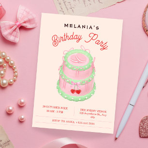 Invitación Pastel rosa pastel de cumpleaños pastel