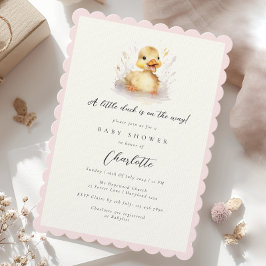 Invitación Pastel Rosa Pequeño Pato Baby Shower