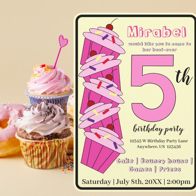 Invitación Pastel rosa Quince niños de la fiesta de cumpleaño (Subido por el creador)