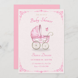 Invitación Pastel rosa suave de bebé bebé de la ducha bebé