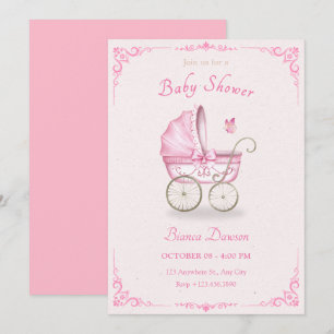 Invitación Pastel rosa suave de bebé bebé de la ducha bebé