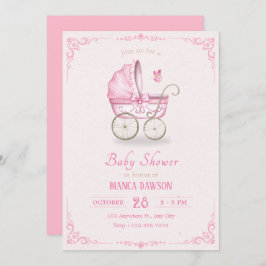 Invitación Pastel rosa suave de bebé bebé de la ducha bebé