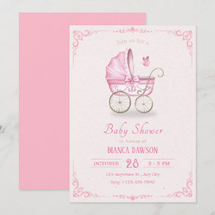 Invitación Pastel rosa suave de bebé bebé de la ducha bebé