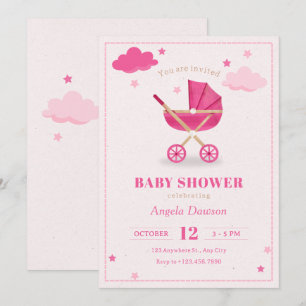 Invitación Pastel rosa suave de bebé bebé de la ducha bebé