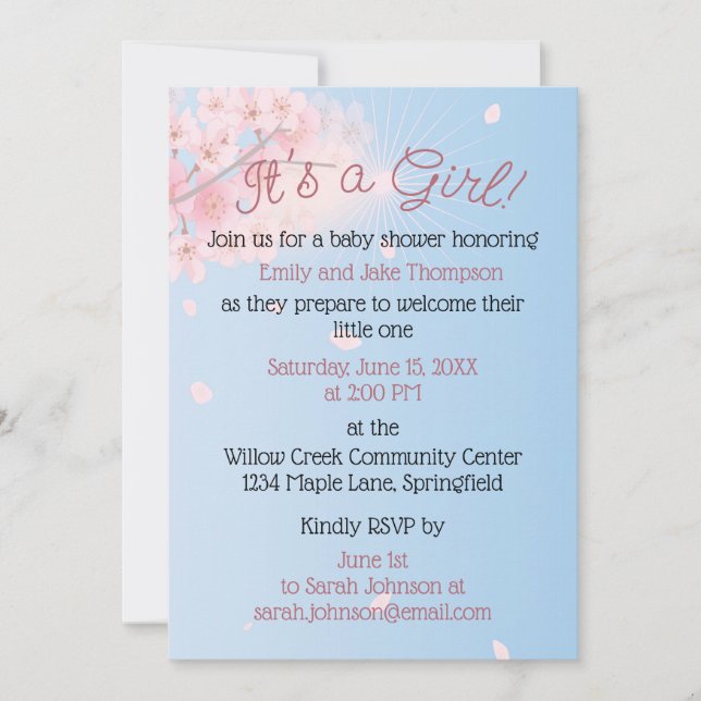 Invitación Pastel Rosa Verde Azul Verde Embarazada Niña Ducha (Anverso)