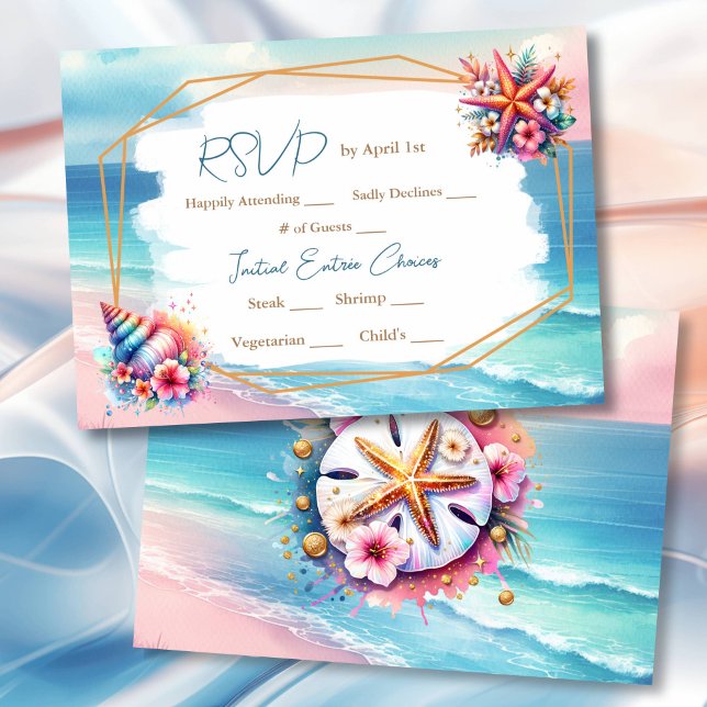 Invitación Pastel Rosa y Blue Ocean View Wedding RSVP (Subido por el creador)