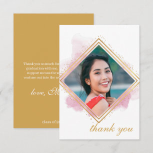 Invitación Pastel Rosa y Graduación De Diamantes De Oro Graci