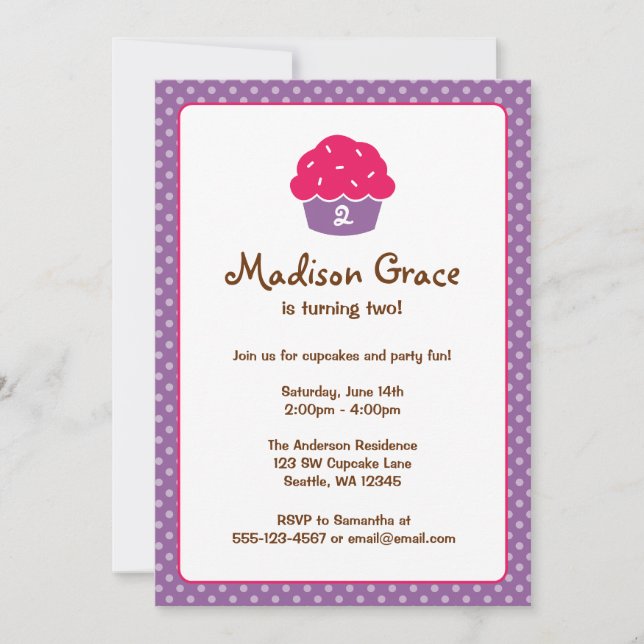 Invitación Pastel rosa y morado Polka Dot Birday (Anverso)