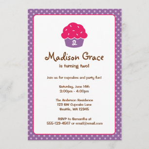 Invitación Pastel rosa y morado Polka Dot Birday