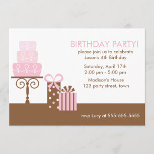 Invitación Pastel rosa y presentación cumpleaños
