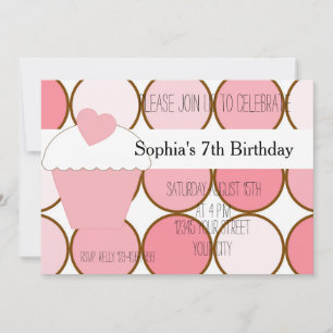 Invitación Pastel rosa y puntos Cumpleaños