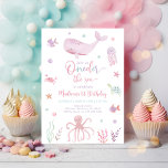 Invitación Pastel rosado Oneder the Sea Birthday<br><div class="desc">Este diseño adorable presenta los animales acuáticos pintados a mano en colores pastel.</div>