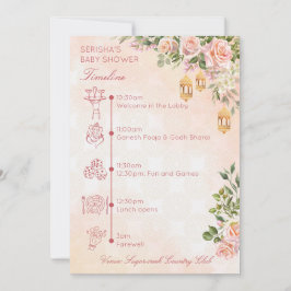 Invitación Pastel rose Moroccan lanterns baby shower timeline