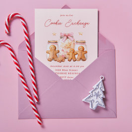 Invitación Pastel Rubor Cookie Exchange Navidades Fiesta