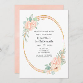 Invitación Pastel Rubor Floral Geometric Bridesmaids Luncheon