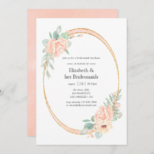 Invitación Pastel Rubor Floral Geometric Bridesmaids Luncheon