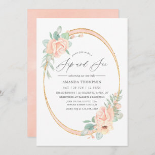 Invitación Pastel Rubor Floral Geometric Sip y Ver