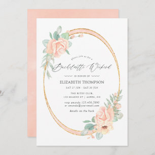Invitación Pastel Rubor Floral Geométrica Bachelorette Weeken